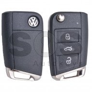 OEM Flip Key for VW Buttons:3 / Frequency:434MHz / Transponder:MEGAMOS 88 / AES / Blade signature:HU66 / Immobiliser System:MQB / Part No: 5G0959753BJ/ 5G0959753AA/ 5G0959753