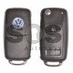 OEM Flip Key for Volkswagen Touareg/ Phaeton / Buttons: 3 / Frequency:433MHz / Transponder:HITAG2/ PCF7946/ ID46 / Blade signature:HU66 / Immobiliser System:KESSY / Part No: 3D0959753AK