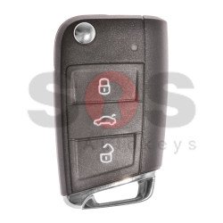 OEM Flip Key for VW Golf Buttons:3 / Frequency:434MHz / Transponder:MEGAMOS 88/ AES / Blade signature:HU162T / Immobiliser System:MQB / Part No: 5G6959752AB / Keyless GO OEM Flip Key for VW Golf Buttons:3 / Frequency:434MHz / Transponder:MEGAMOS 88/ AES / Blade signature:HU162T / Immobiliser System:MQB / Part No: 5G6959752AB / Keyless GO