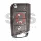OEM Flip Key for VW Golf Buttons:3 / Frequency:434MHz / Transponder:MEGAMOS 88/ AES / Blade signature:HU162T / Immobiliser System:MQB / Part No: 5G6959752AB / Keyless GO