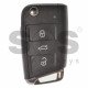 OEM Flip Key for VW Golf 7 Buttons:3 / Frequency:315MHz / Transponder:MEGAMOS 88/ AES / Blade signature:HU66 / Immobiliser System:MQB / Part No: 5G0959753AB