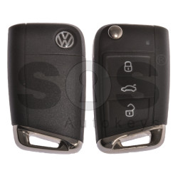 OEM Flip Key for VW Golf 7 Buttons:3 / Frequency:315MHz / Transponder:MEGAMOS 88/ AES / Blade signature:HU66 / Immobiliser System:MQB / Part No: 5G0959753BH / Keyless GO