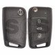 OEM Flip Key for VW Golf 7 Buttons:3 / Frequency:315MHz / Transponder:MEGAMOS 88/ AES / Blade signature:HU66 / Immobiliser System:MQB / Part No: 5G0959753BF