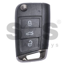 OEM Flip Key for VW Tiguan MQB Buttons:3 / Frequency: 434MHz / Transponder: Megamos 88/ AES / Blade signature: HU162T / Part No: 5G6959752CJ / Keyless GO