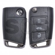 OEM Flip Key for VW Tiguan MQB Buttons:3 / Frequency: 434MHz / Transponder: Megamos 88/ AES / Blade signature: HU162T / Part No: 5G6959752CJ / Keyless GO