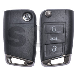 OEM Flip Key for VW Tiguan MQB Buttons:3 / Frequency: 434MHz / Transponder: Megamos 88/ AES / Blade signature: HU162T / Part No: 5G6959752CJ / Keyless GO