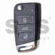 OEM Flip Key for VW Passat Buttons:3 / Frequency: 434MHz / Transponder: Megamos 88/ AES / Blade signature: HU162T / Part No: 56D959752 / Keyless GO