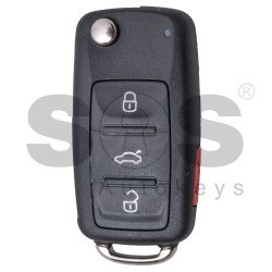 Flip Key for Volkswagen UDS Buttons:3+1 (Panic) / Frequency: 315MHz / Transponder: Megamos Crypto/ ID48 / Blade signature: HU66 / Part No: 5K0837202AK  / Keyless GO