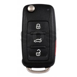 OEM Flip Key for VW UDS Buttons:3+1P / Frequency:315MHz / Transponder:ID48/ ID48CAN / Blade signature:HU66 / Immobiliser System: Dashboard / Part No: 5K0 837 202 AE 