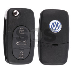 Flip Key for VW Buttons:3 / Frequency:433MHz / Transponder:ID48/ ID48CAN / Blade signature:HU66 / Immobiliser System: Dashboard / Part No: 1J0959753B  (Remote Only)