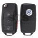 Flip Key for VW Buttons:3+1 / Frequency:315MHz / Transponder:ID48/ ID48CAN / Blade signature:HU66 / Immobiliser System: Dashboard / Part No: 1J0959753AM (Remote Only)
