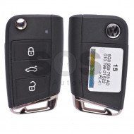 OEM Flip Key for VW Golf 7 Buttons:3 / Frequency:434MHz / Transponder:MEGAMOS 88/ AES / Blade signature:HU66 / Immobiliser System:MQB / Part No: 5G0959753AD / Keyless GO