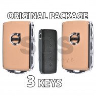 OEM PACKAGE - 2x Smart Key for Volvo XC90 (Beige) Keyless Go and 1x Smart Key HUF8432 Black / Price is for a set