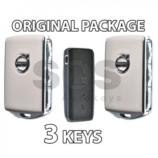 OEM PACKAGE - 2x Smart Key for Volvo XC90 (Grey) Keyless Go and 1x Smart Key HUF8432 Black