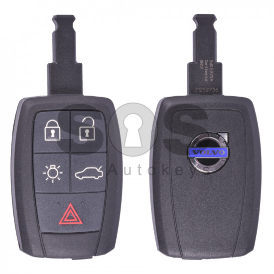 OEM Smart Key for Volvo R Buttons:5 / Frequency:447MHz / Transponder:ID48 VIRGIN / Blade signature:HU101 / Immobiliser System: Smart Part No: 5WK49352 / 31300259 / Korean Market