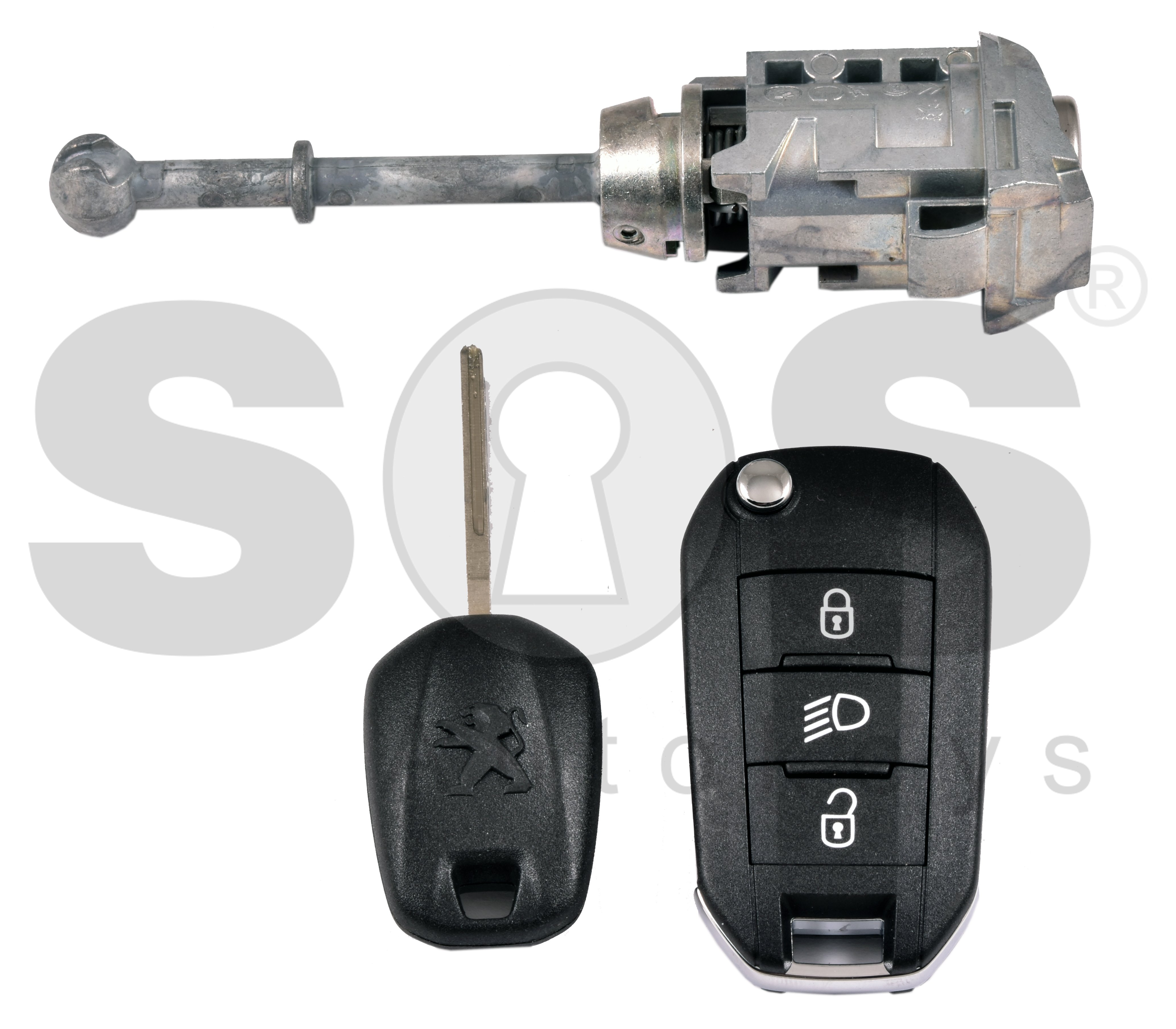 OEM Set For Peugeot Buttons:3 / Frequency: 433MHz / Transponder  
