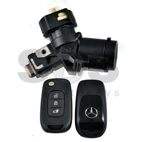 OEM Set Mercedes Citan  Buttons:3 / Frequency: 434MHz / Transponder: HITAG AES/NCF296  /  Set Part No: 806012695R