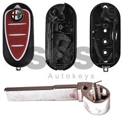 Key Shell (Flip) for Alfa Romeo Buttons:3 / Blade signature: SIP22 / (With Logo) New type