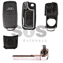 Key Shell (Flip) for Audi A8 4E Buttons:3 / Blade signature: HU66 / (With Logo)