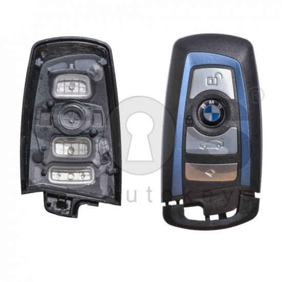 Key Shell (Smart) for BMW F-Series Buttons:4 / Blade signature: HU100R / (With Logo) / (With Blade) / (Blue Line)