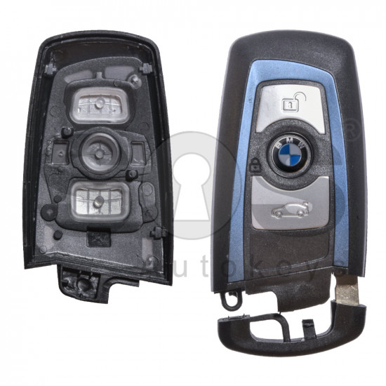 Key Shell (Smart) for BMW F-Series Buttons:3 / Blade signature: HU100R / (With Logo) / (With Blade) / (Blue Line)