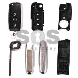 Key Shell (Flip) for Bentley Buttons:3 / Blade signature: HU66 / (With Logo) As OEM