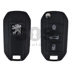Key Shell (Flip) for Peugeot Buttons:3 / Blade signature: HU83 / (With Logo)