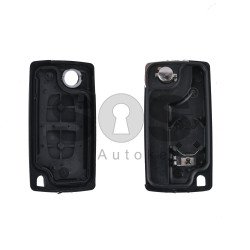 Key Shell (Flip) for PSA Buttons:2 / Blade signature: HU83 / (With a battery) / (With Logo)