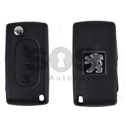 Key Shell (Flip) for Peugeot 408 Buttons:2 / Blade signature: NE78 / (With Logo)