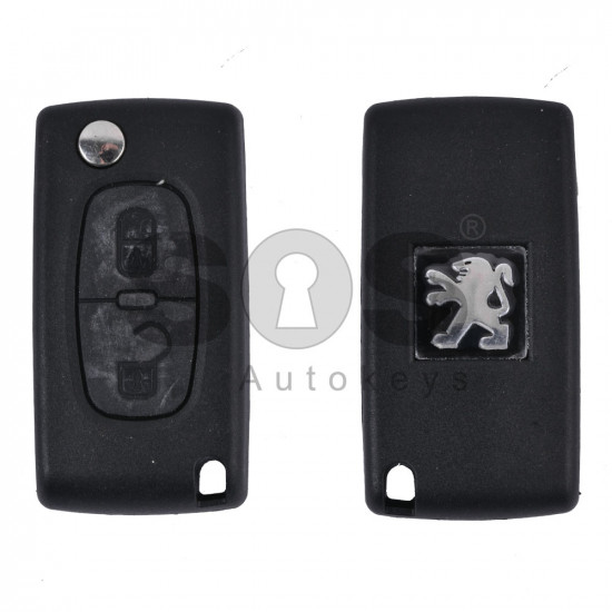 Key Shell (Flip) for PSA Buttons:2 / Blade signature: VA2 / (With a battery) / (With Logo)