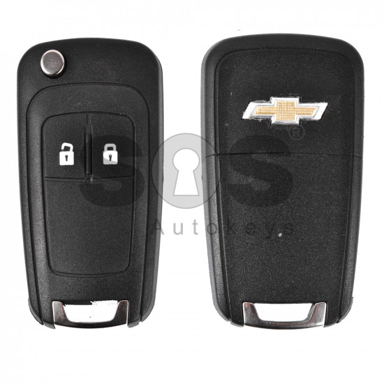 Key Shell (Flip) for Chevrolet Buttons:2 / Blade signature: HU100 / (With Logo) / (Empty box)