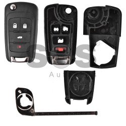 Key Shell (Flip) for Chevrolet Buttons:3+1 / Blade signature: HU100 / (With Logo) / (Empty box)