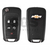 Key Shell (Flip) for Chevrolet Buttons:4+1 / Blade signature: HU100 / (With Logo) / (Empty box) Key Shell (Flip) for Chevrolet Buttons:4+1 / Blade signature: HU100 / (With Logo) / (Empty box)