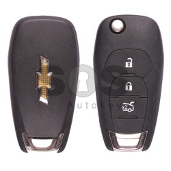 Key Shell (Flip) for Chevrolet Buttons:3 / Blade signature: HU100 / (With Logo) / (New Flip)