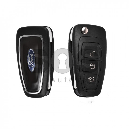 Key Shell (Flip) for Ford Buttons:3 / Blade signature: HU101 / (With Logo)