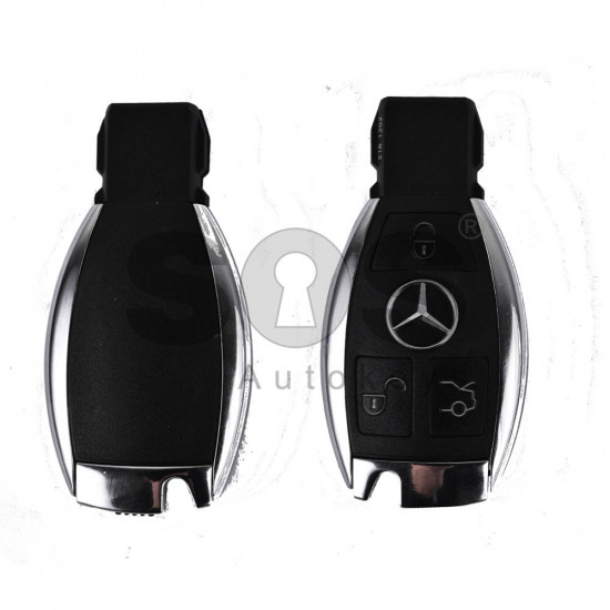 Key Shell (Smart) for Mercedes Buttons:3 / Blade signature: HU64 / With Blade / (New Vision for the Older Chrome Key) / (With battery holder) / (With Logo)