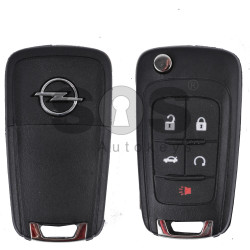 Key Shell (Flip) for Opel Buttons:4+1 / Blade signature: HU100 / (as OEM) / (With Logo)