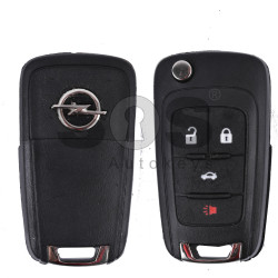 Key Shell (Flip) for Opel Buttons:3+1 / Blade signature: HU100 / (as OEM) / (With Logo)