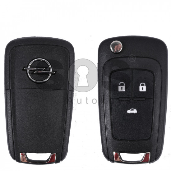 Key Shell (Flip) for Opel Astra/Insignia Buttons:3 / Blade signature: HU100 / (as OEM) / (With Logo)
