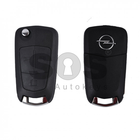 Key Shell (Flip) for Opel Vectra C Buttons:3 / Blade signature: HU100 / (as OEM) / (With Logo)