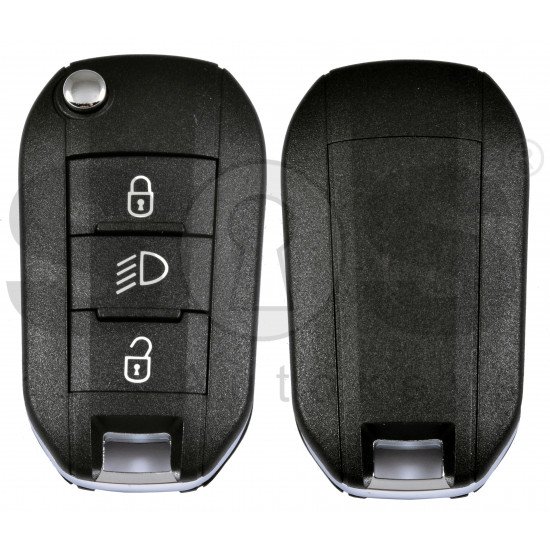 Key Shell (Flip) for Peugeot 508 /   Buttons:3 / Blade signature: HU83 /Light button  (Without Logo)