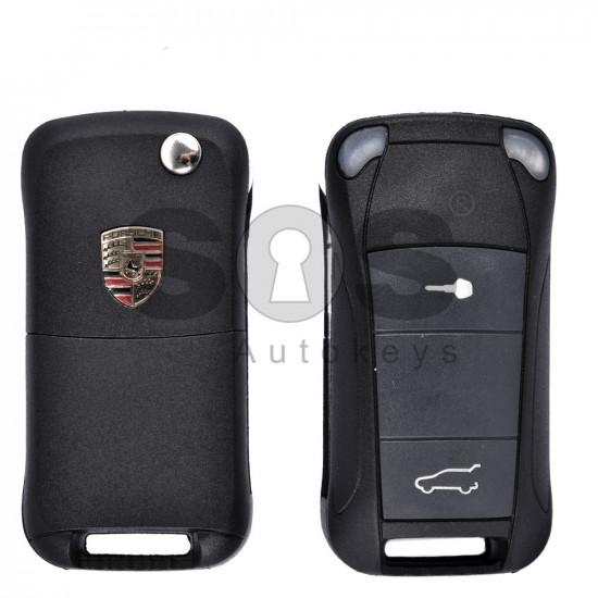 Key Shell (Flip) for Porsche Buttons:2 / Blade signature: HU66 / (With Logo)
