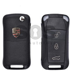 Key Shell (Flip) for Porsche Buttons:3 / Blade signature: HU66 / (With Logo)