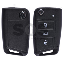 Key Shell (Flip) for VW Golf 7 Buttons:3 / Blade signature: HU66 / (With Logo)
