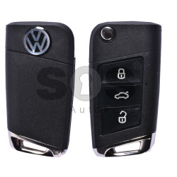 Key Shell (Flip) for VW Buttons:3 / Blade signature: HU66 / (With Logo)
