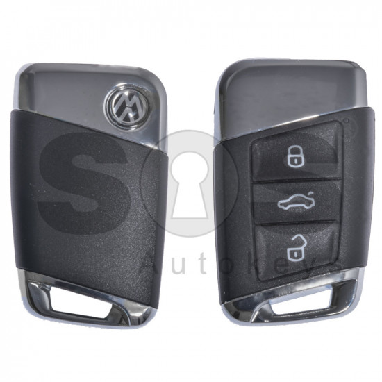 Key Shell (Smart) for VW Buttons:3 / Blade signature: HU162T / (With Logo) / With Blade
