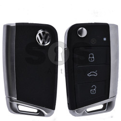 Key Shell (Flip) for VW Golf 7 Buttons:3 / Blade signature: HU66 / (With Logo)