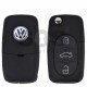 Key Shell (Complete - Flip) for VW Buttons:3 / Blade signature: HU66 / (Round) / (With Logo)