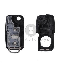 Key Shell (Flip) for VW UDS-GOLF6 / POLO / CADDY Buttons:3 / Blade signature: HU66 / (With Logo) Key Shell (Flip) for VW UDS-GOLF6 / POLO / CADDY Buttons:3 / Blade signature: HU66 / (With Logo)