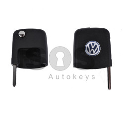 Key Shell (Front Part - Flip) for VW Blade signature: HU66 / (Square) / (With Logo)